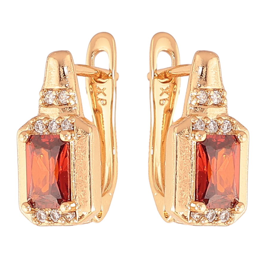 Серьги Xuping цвет Позолота 18K английский замок "Узор с красными кристаллами" фото №1 Серьги Xuping цвет Позолота 18K английский замок "Узор с красными кристаллами" фото №1