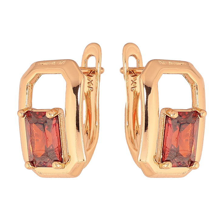 Серьги Xuping цвет Позолота 18К английский замок "Узор с красными кристаллами" фото №9 Серьги Xuping цвет Позолота 18К английский замок "Узор с красными кристаллами" фото №9