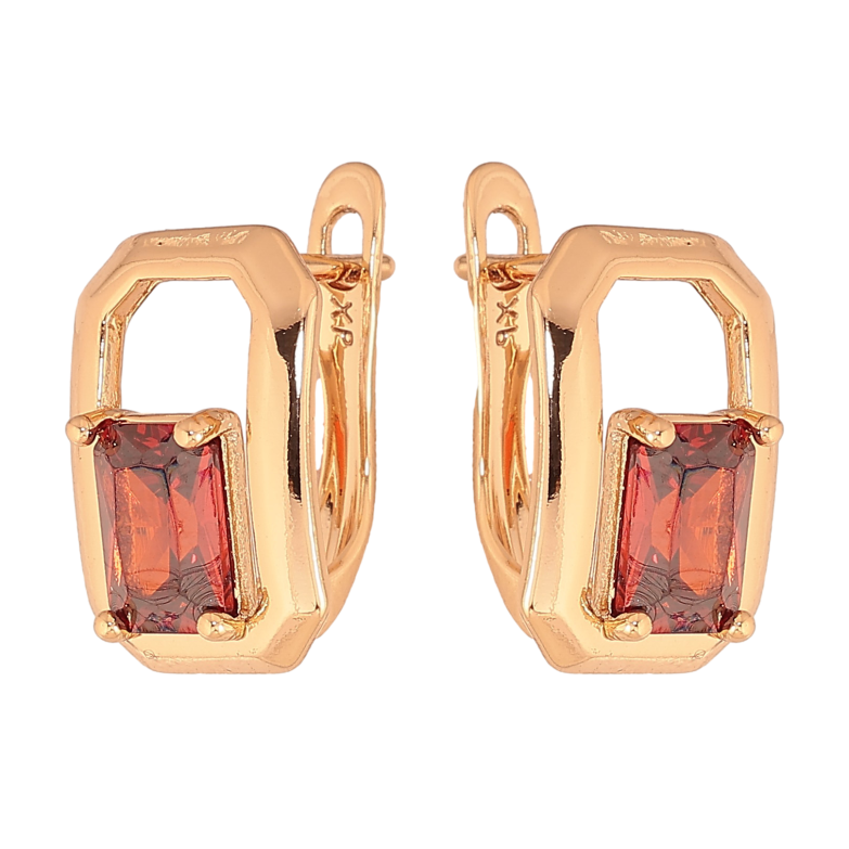 Серьги Xuping цвет Позолота 18К английский замок "Узор с красными кристаллами" фото №1 Серьги Xuping цвет Позолота 18К английский замок "Узор с красными кристаллами" фото №1