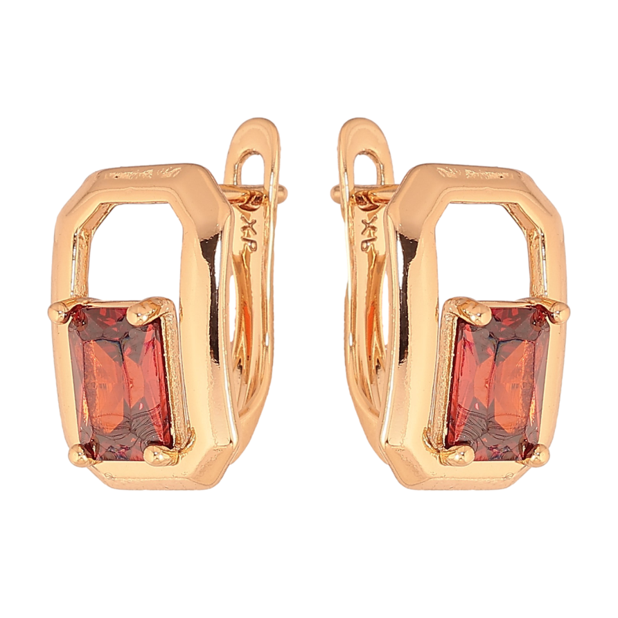 Серьги Xuping цвет Позолота 18К английский замок "Узор с красными кристаллами" фото №1 Серьги Xuping цвет Позолота 18К английский замок "Узор с красными кристаллами" фото №1