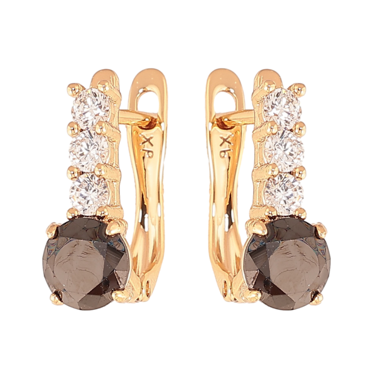 Сережки Xuping колір Позолота 18K англійський замок "Візерунок з чорними кристалами" фото №23