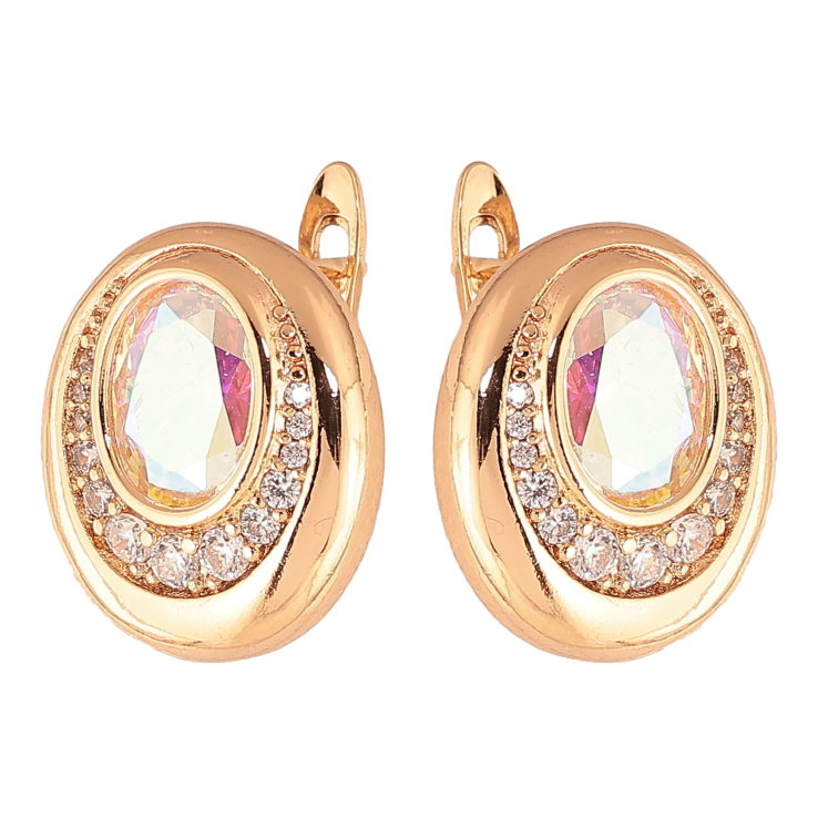 Сережки Xuping колір Позолота 18K англійський замок "Візерунок з райдужними кристалами" фото №19