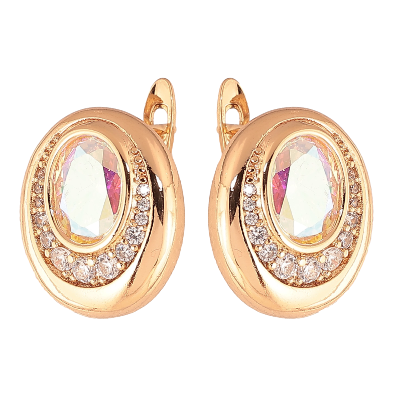 Сережки Xuping колір Позолота 18K англійський замок "Візерунок з райдужними кристалами" фото №1 Сережки Xuping колір Позолота 18K англійський замок "Візерунок з райдужними кристалами" фото №1