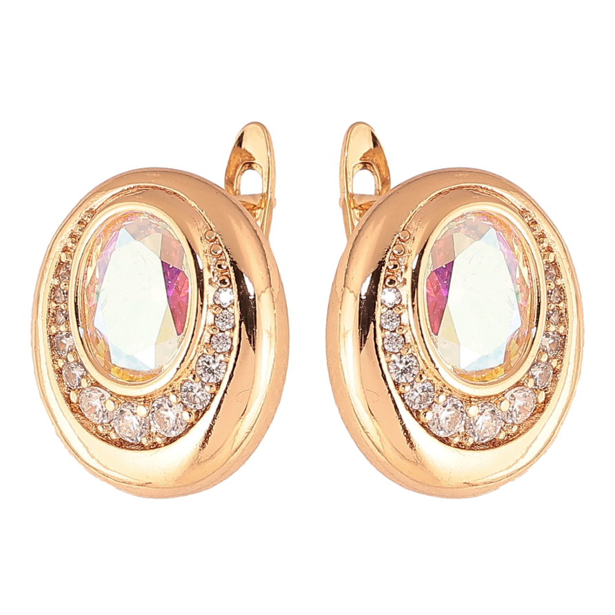 Сережки Xuping колір Позолота 18K англійський замок "Візерунок з райдужними кристалами" фото №1 Сережки Xuping колір Позолота 18K англійський замок "Візерунок з райдужними кристалами" фото №1