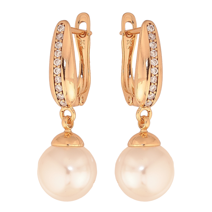 Сережки Xuping колір Позолота 18К англійський замок "Перлинні підвіски" фото №20