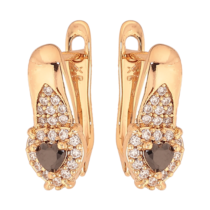 Серьги Xuping цвет Позолота 18К английский замок "Узор с черными кристаллами" фото №19 Серьги Xuping цвет Позолота 18К английский замок "Узор с черными кристаллами" фото №19