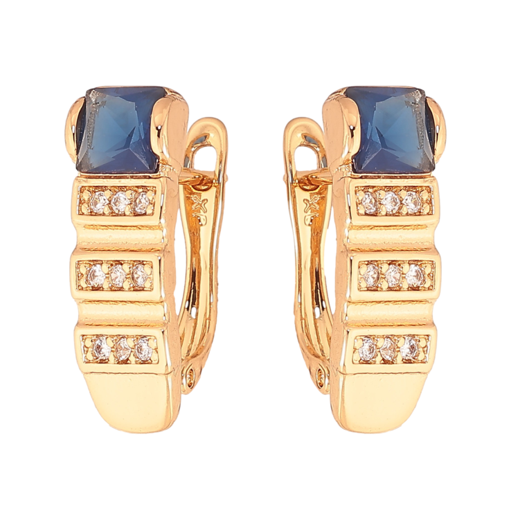 Сережки Xuping колір Позолота 18K англійський замок "Візерунок з синіми кристалами" фото №17 Сережки Xuping колір Позолота 18K англійський замок "Візерунок з синіми кристалами" фото №17