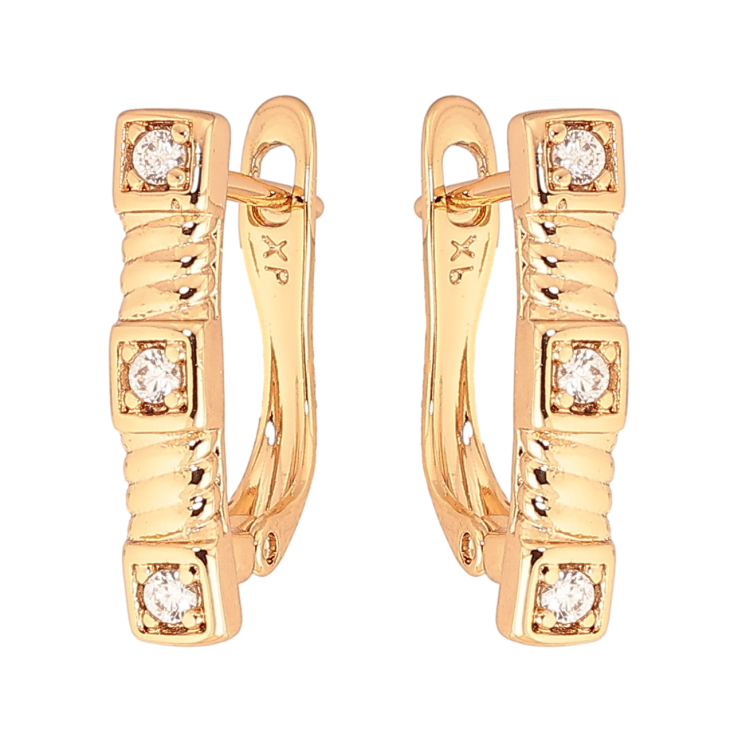 Сережки Xuping колір Позолота 18K англійський замок "Візерунок з кристалами" фото №18