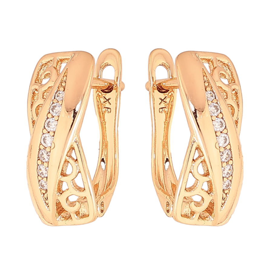 Сережки Xuping колір Позолота 18К англійський замок "Різний візерунок з кристалами" фото №1 Сережки Xuping колір Позолота 18К англійський замок "Різний візерунок з кристалами" фото №1