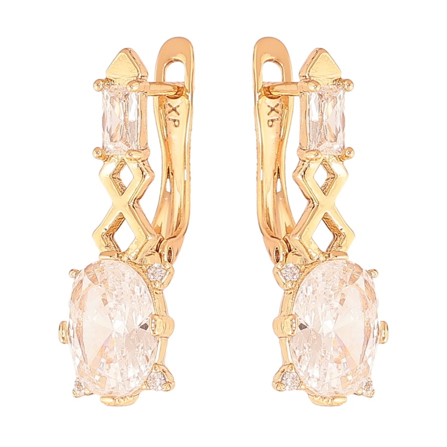 Серьги Xuping цвет Позолота 18K английский замок "Узор с кристаллами" фото №1 Серьги Xuping цвет Позолота 18K английский замок "Узор с кристаллами" фото №1