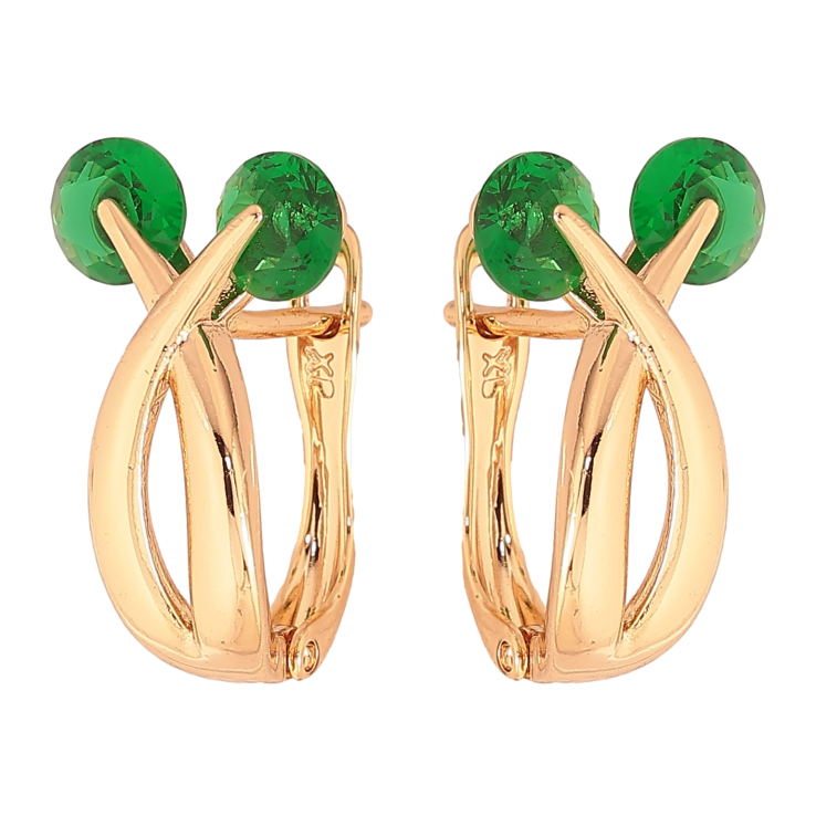 Серьги Xuping цвет Позолота 18К английский замок "Узор с зелеными кристаллами" фото №5 Серьги Xuping цвет Позолота 18К английский замок "Узор с зелеными кристаллами" фото №5