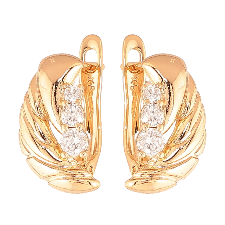 Сережки Xuping колір Позолота 18K англійський замок "Візерунок з кристалами" фото №22 Сережки Xuping колір Позолота 18K англійський замок "Візерунок з кристалами" фото №22