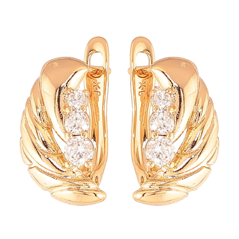 Сережки Xuping колір Позолота 18K англійський замок "Візерунок з кристалами" фото №1