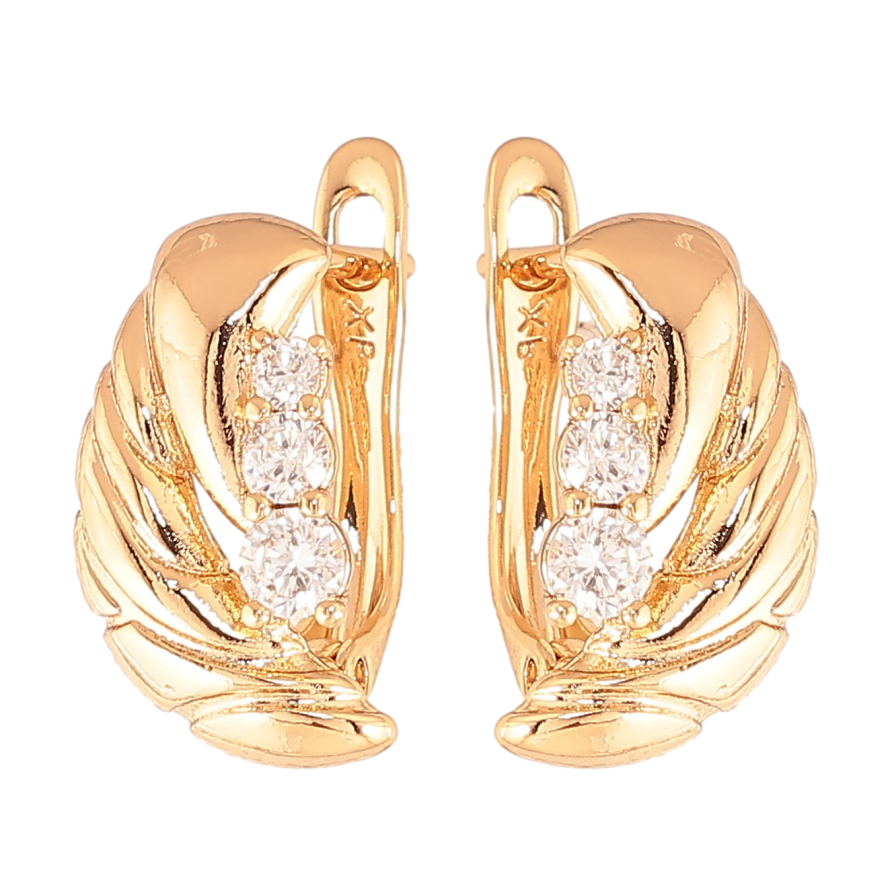 Сережки Xuping колір Позолота 18K англійський замок "Візерунок з кристалами" фото №1