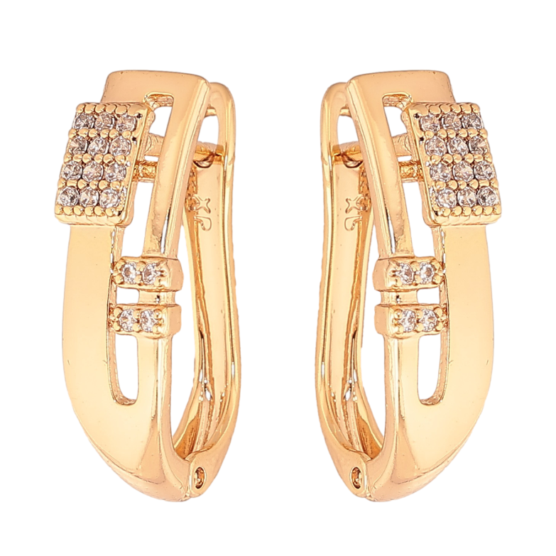 Сережки Xuping колір Позолота 18K англійський замок "Візерунок з кристалами" фото №2