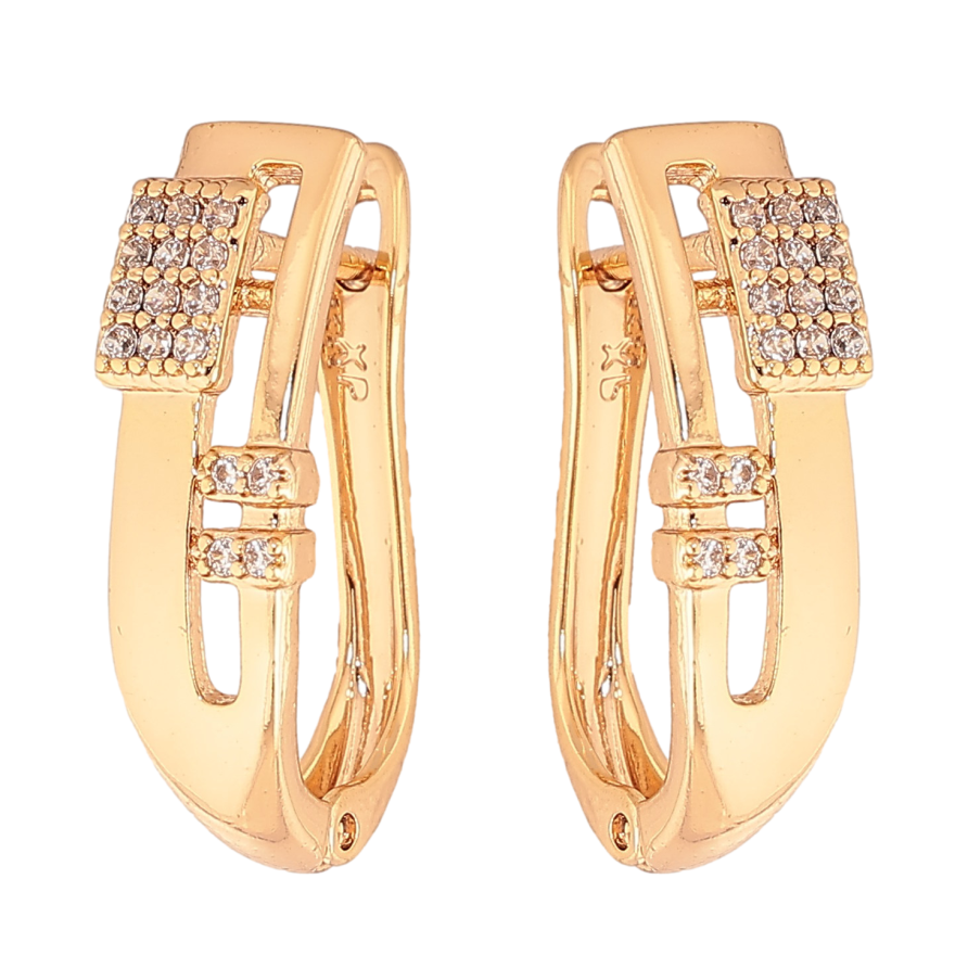 Сережки Xuping колір Позолота 18K англійський замок "Візерунок з кристалами" фото №1