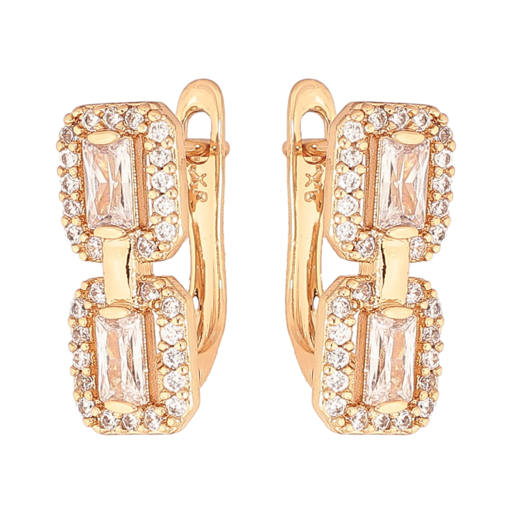 Серьги Xuping цвет Позолота 18K английский замок "Узор с кристаллами" фото №21