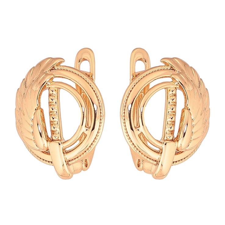 Серьги Xuping цвет Позолота 18К английский замок "Круги с крыльями" фото №17