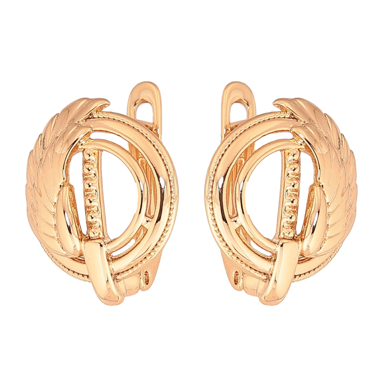 Серьги Xuping цвет Позолота 18К английский замок "Круги с крыльями" фото №1 Серьги Xuping цвет Позолота 18К английский замок "Круги с крыльями" фото №1