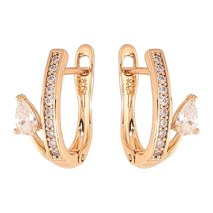 Серьги Xuping цвет Позолота 18К английский замок "Узор с кристаллами" фото №14 Серьги Xuping цвет Позолота 18К английский замок "Узор с кристаллами" фото №14