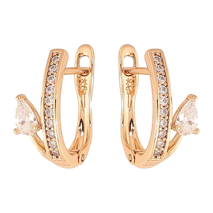 Серьги Xuping цвет Позолота 18К английский замок "Узор с кристаллами" фото №1 Серьги Xuping цвет Позолота 18К английский замок "Узор с кристаллами" фото №1