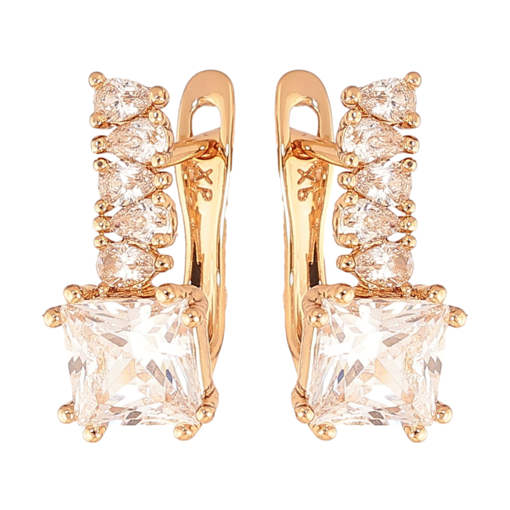 Сережки Xuping колір Позолота 18K англійський замок "Візерунок з кристалами" фото №19 Сережки Xuping колір Позолота 18K англійський замок "Візерунок з кристалами" фото №19