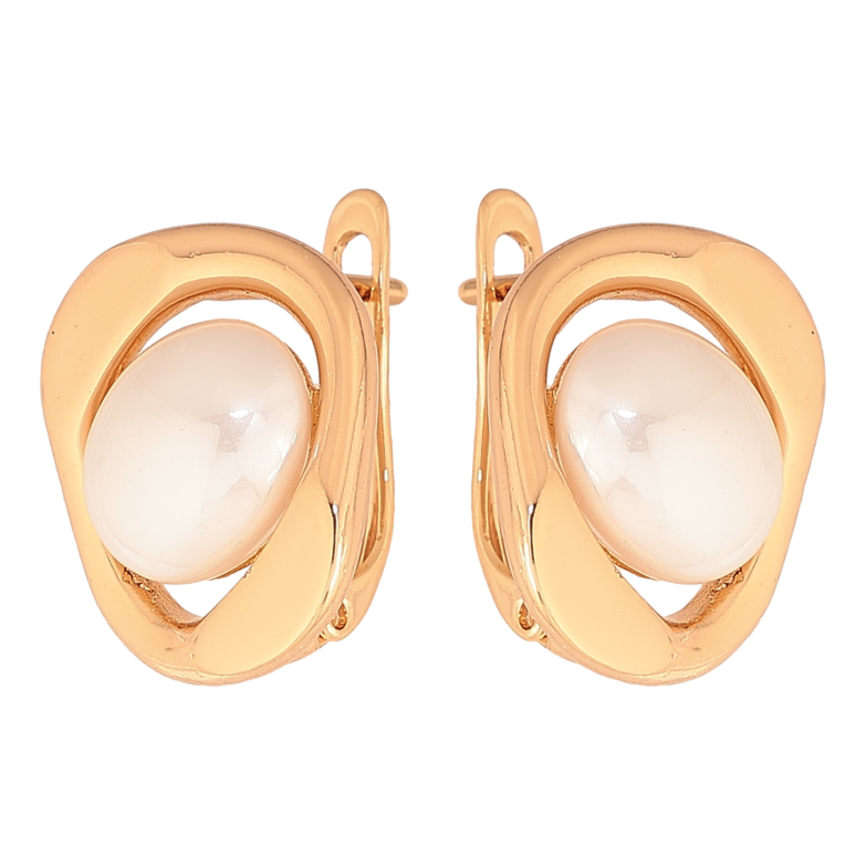 Сережки Xuping колір Позолота 18К англійський замок "Візерунок з перлинами" фото №1