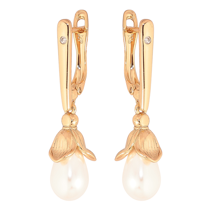 Сережки Xuping колір Позолота 18К англійський замок "Перлинні бутони" фото №11