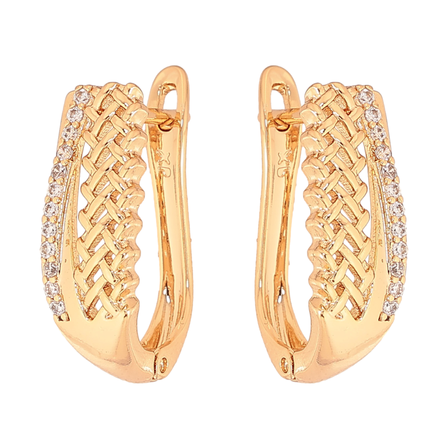 Серьги Xuping цвет Позолота 18К английский замок "Узор с кристаллами" фото №1 Серьги Xuping цвет Позолота 18К английский замок "Узор с кристаллами" фото №1