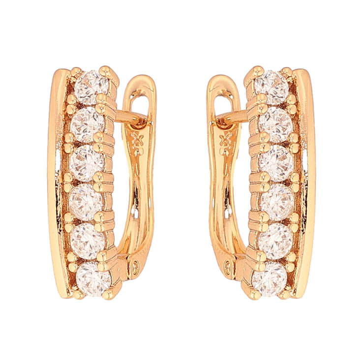 Сережки Xuping колір Позолота 18К англійський замок "Візерунок з кристалами" фото №9