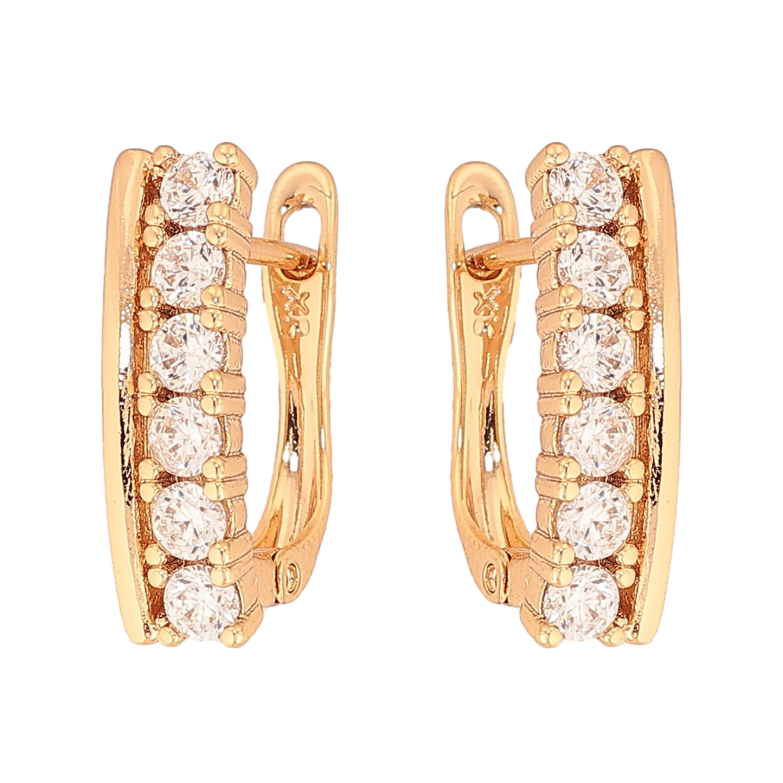 Серьги Xuping цвет Позолота 18К английский замок "Узор с кристаллами" фото №1