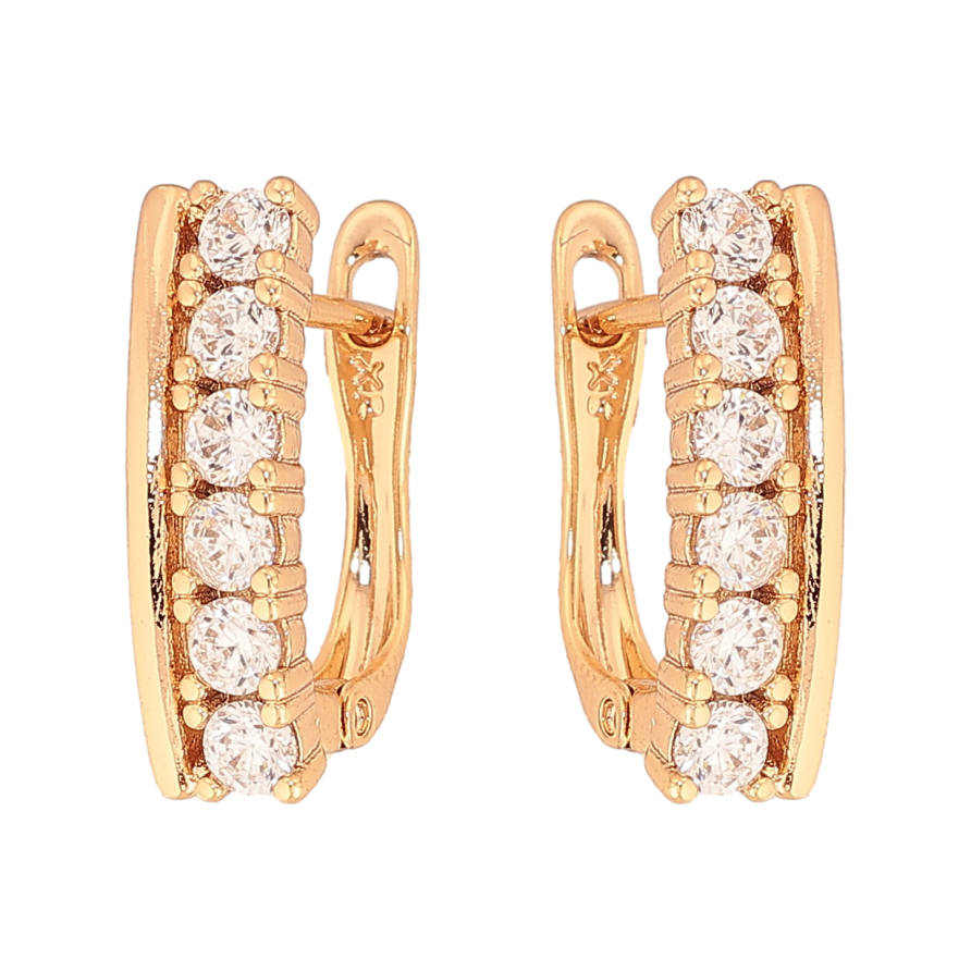 Серьги Xuping цвет Позолота 18К английский замок "Узор с кристаллами" фото №1 Серьги Xuping цвет Позолота 18К английский замок "Узор с кристаллами" фото №1