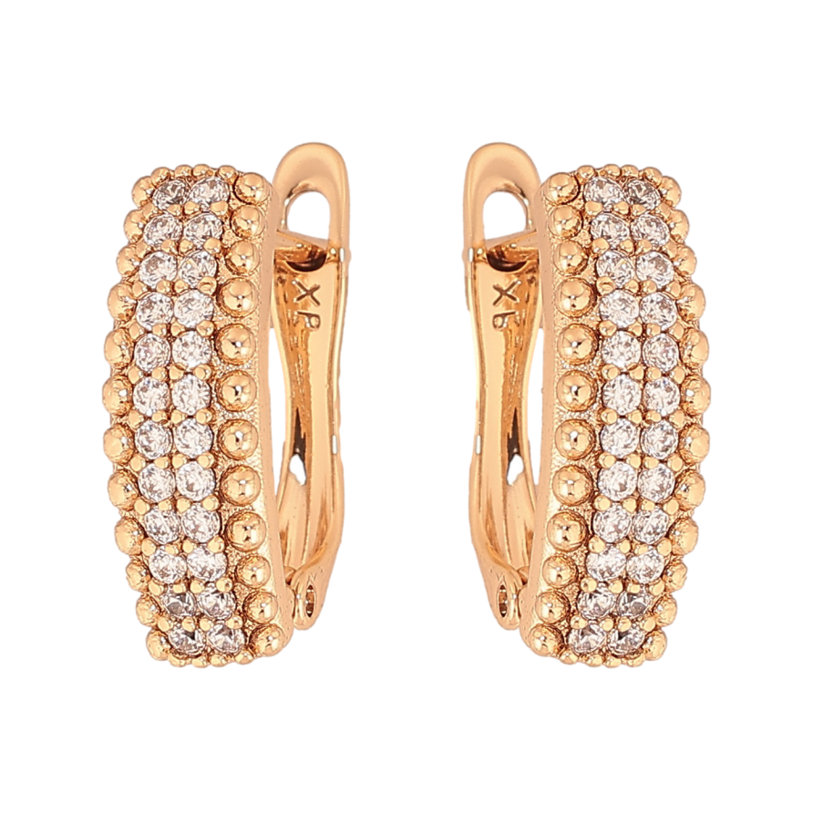 Серьги Xuping цвет Позолота 18К английский замок "Инкрустация кристаллами" фото №1