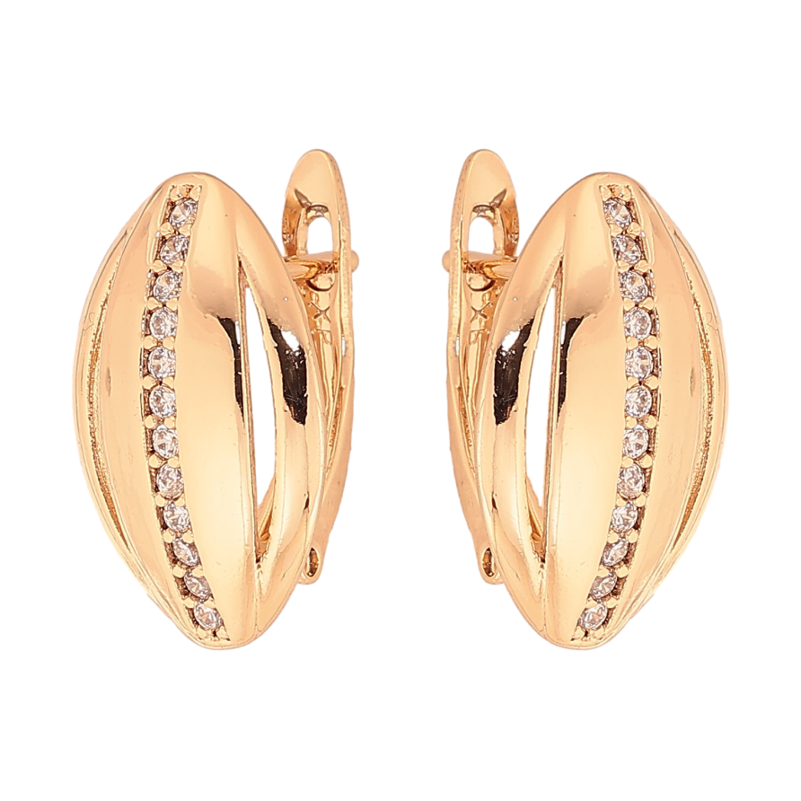 Сережки Xuping колір Позолота 18К англійський замок "Візерунок з кристалами" фото №1 Сережки Xuping колір Позолота 18К англійський замок "Візерунок з кристалами" фото №1