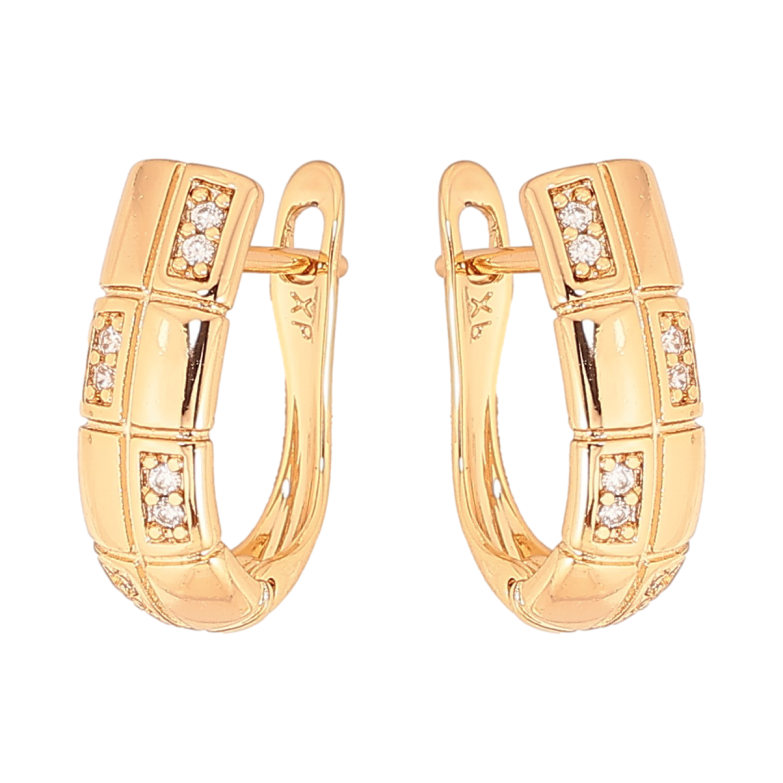 Серьги Xuping цвет Позолота 18К английский замок "Узор с кристаллами" фото №1 Серьги Xuping цвет Позолота 18К английский замок "Узор с кристаллами" фото №1