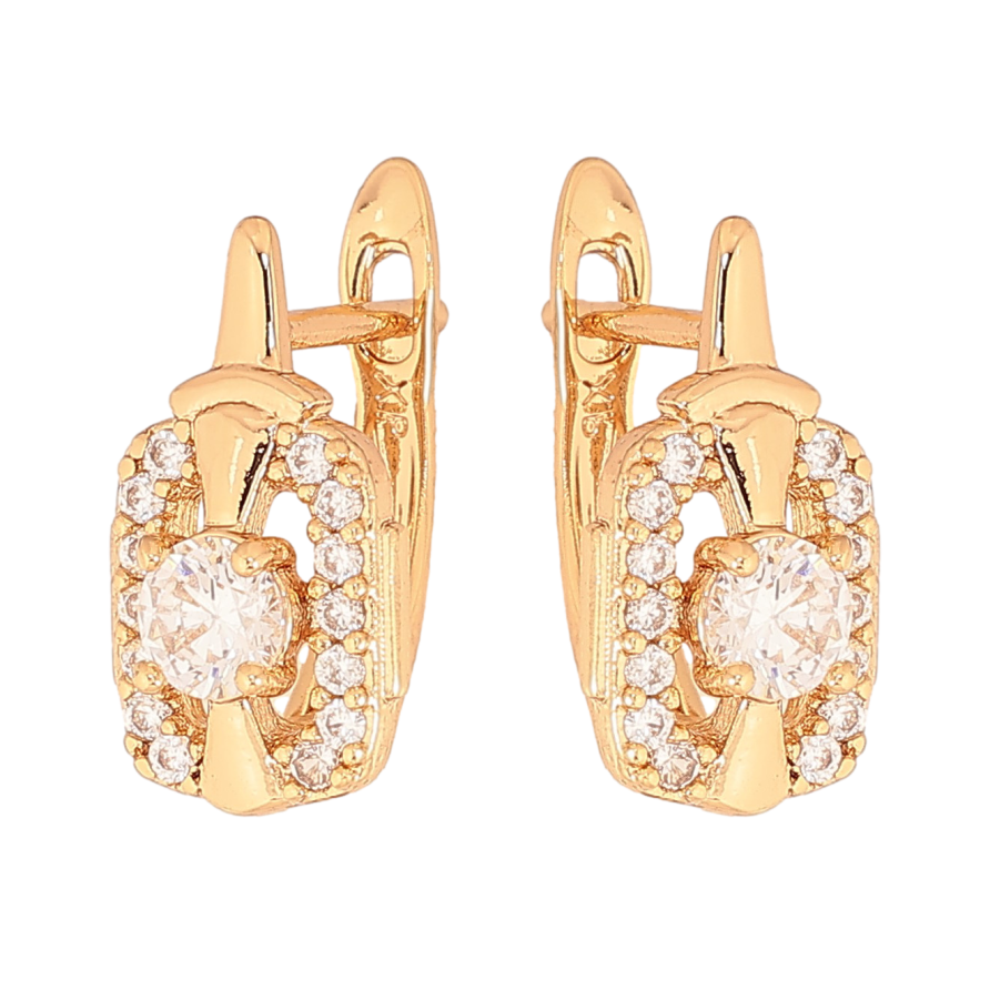 Серьги Xuping цвет Позолота 18К английский замок "Узор с кристаллами" фото №1 Серьги Xuping цвет Позолота 18К английский замок "Узор с кристаллами" фото №1