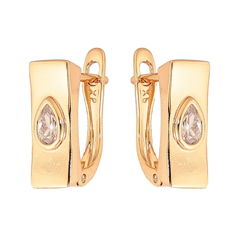 Сережки Xuping колір Позолота 18К англійський замок "Візерунок з кристалами" фото №1 Сережки Xuping колір Позолота 18К англійський замок "Візерунок з кристалами" фото №1