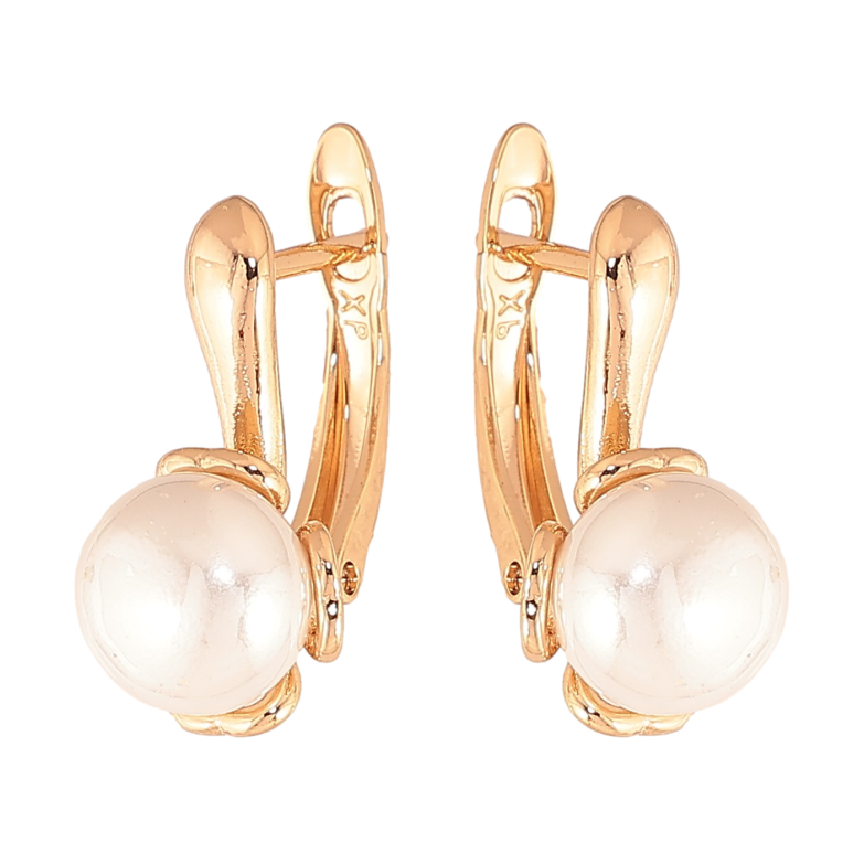 Серьги Xuping цвет Позолота 18К английский замок "Цветочки с жемчугом" фото №1 Серьги Xuping цвет Позолота 18К английский замок "Цветочки с жемчугом" фото №1