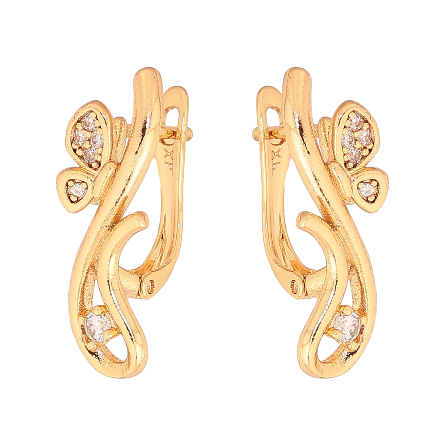 Сережки Xuping колір Позолота 18К англійський замок "Візерунок з кристалами" фото №1