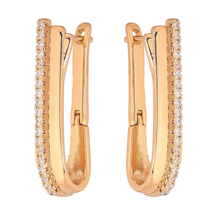 Сережки Xuping колір Позолота 18К англійський замок "Візерунок з кристалами" фото №12