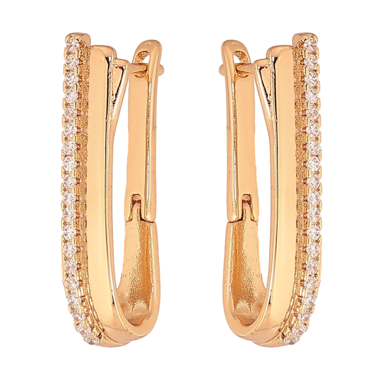 Серьги Xuping цвет Позолота 18К английский замок "Узор с кристаллами" фото №2 Серьги Xuping цвет Позолота 18К английский замок "Узор с кристаллами" фото №2