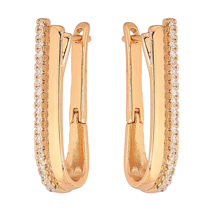 Сережки Xuping колір Позолота 18К англійський замок "Візерунок з кристалами" фото №1