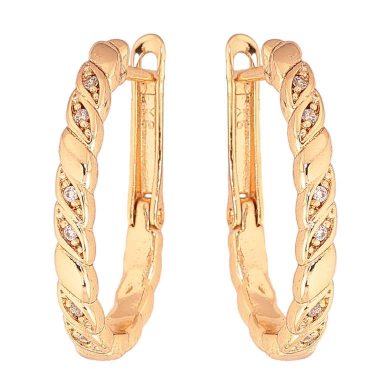 Сережки Xuping колір Позолота 18К англійський замок "Візерунок з кристалами" фото №1