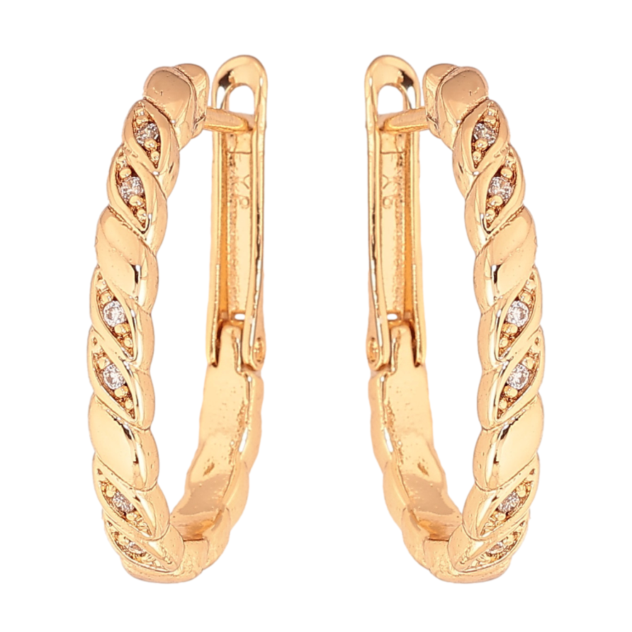 Сережки Xuping колір Позолота 18К англійський замок "Візерунок з кристалами" фото №1