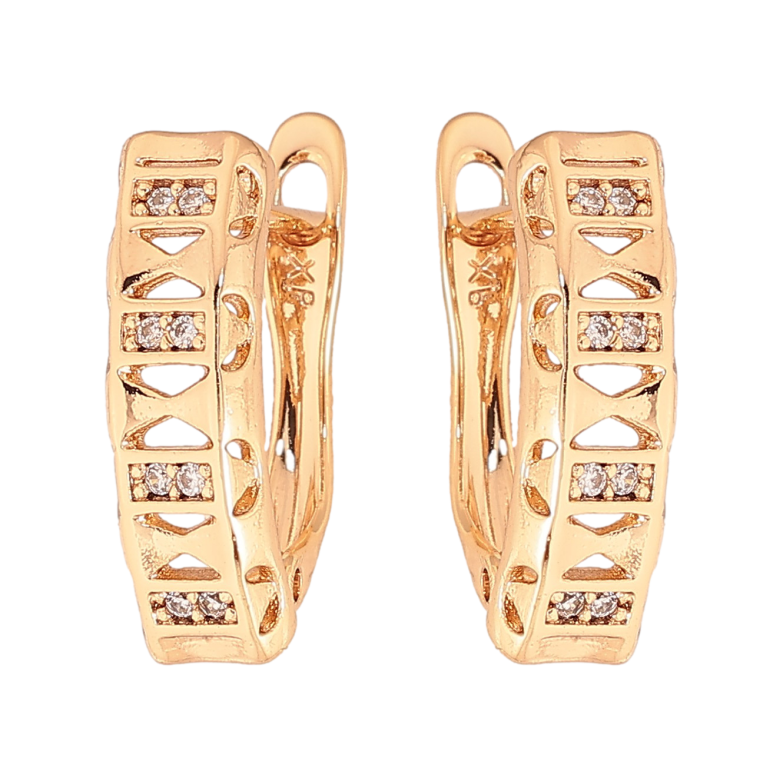 Сережки Xuping колір Позолота 18К англійський замок "Візерунок з кристалами" фото №1