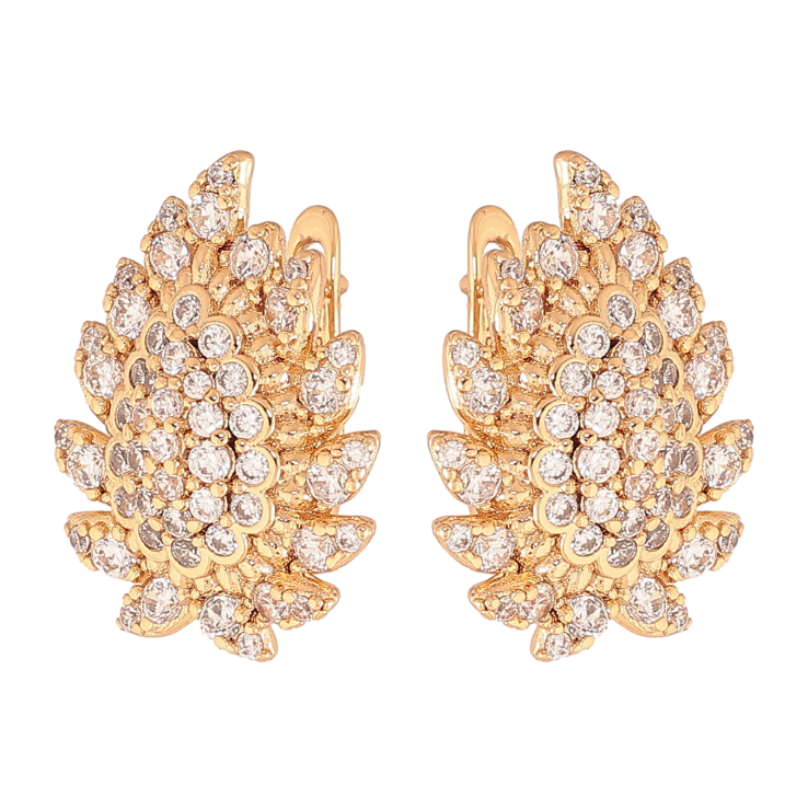 Сережки Xuping колір Позолота 18К англійський замок "Візерунок з кристалами" фото №19 Сережки Xuping колір Позолота 18К англійський замок "Візерунок з кристалами" фото №19