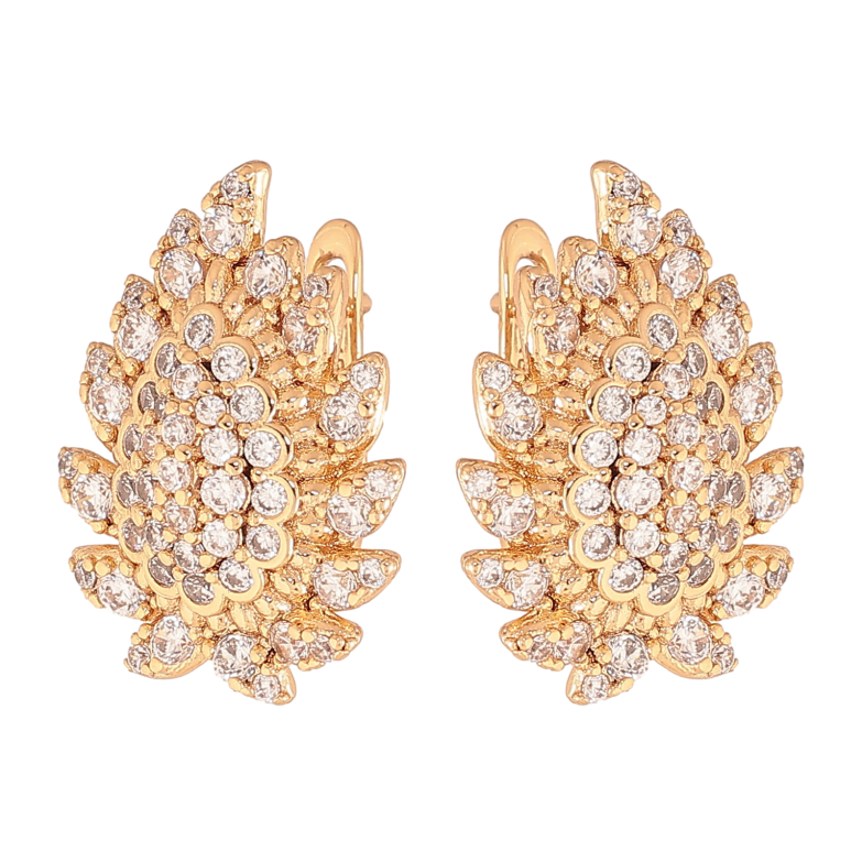 Сережки Xuping колір Позолота 18К англійський замок "Візерунок з кристалами" фото №1 Сережки Xuping колір Позолота 18К англійський замок "Візерунок з кристалами" фото №1