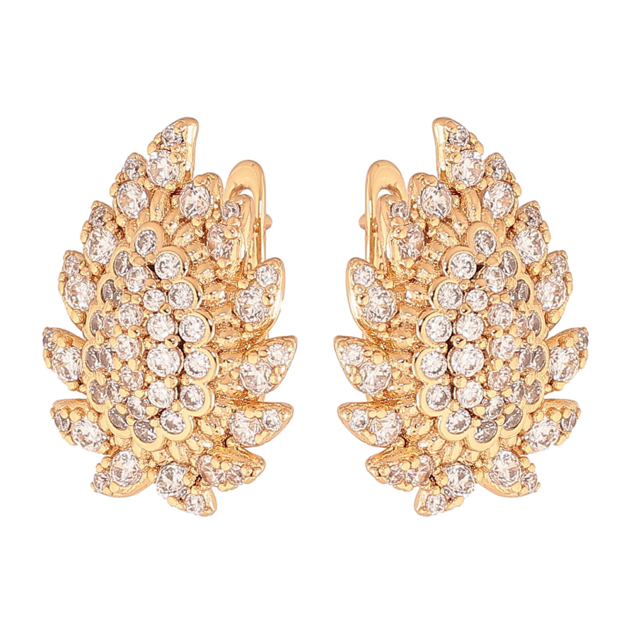 Сережки Xuping колір Позолота 18К англійський замок "Візерунок з кристалами" фото №1 Сережки Xuping колір Позолота 18К англійський замок "Візерунок з кристалами" фото №1