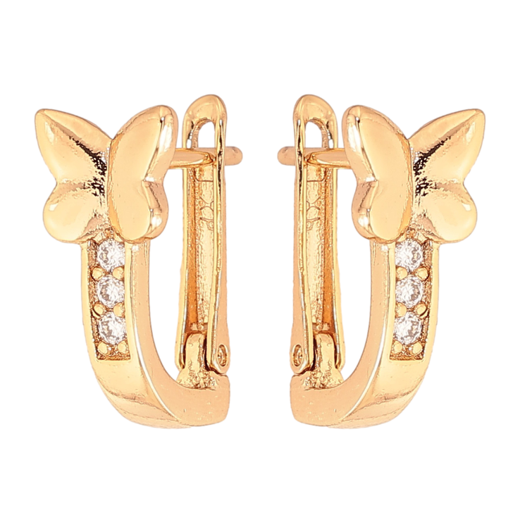 Серьги Xuping цвет Позолота 18К английский замок "Бабочки" фото №5