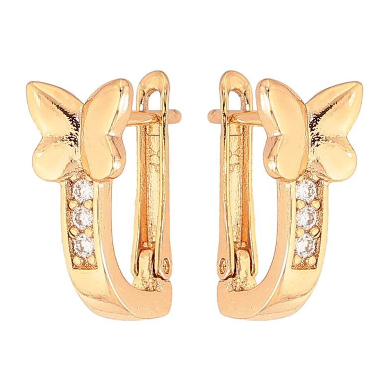 Серьги Xuping цвет Позолота 18К английский замок "Бабочки" фото №1